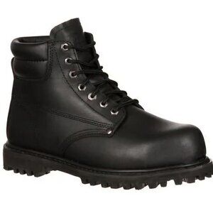 Lehigh Black Leather Unisex Steel Toe Work Boots Size 9.5/11.5